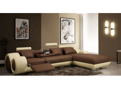 Patented Design Corner Sofa Sofa Couch Upholstery Leather Corner BERLIN2 Living Landscape