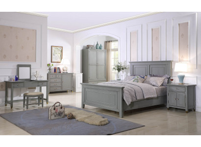 Bedroom Furniture Complete Sets Bed Nightstand Wardrobe Table New 6-piece.