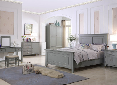 Bedroom Furniture Complete Sets Bed Nightstand Wardrobe Table New 6-piece.