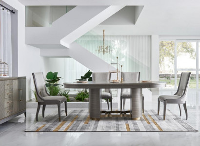 Luxury dining set table with 6 armchairs complete group Dubai style