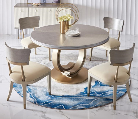 Complete dining room set round table + 4x armchairs