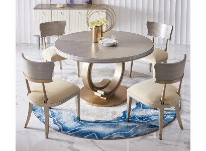 Complete dining room set round table + 4x armchairs