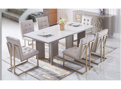 Dining room design furniture chair group table 6 armchairs set ensemble new
