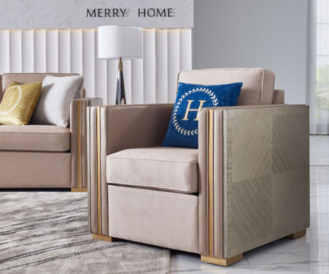 Designer couch seat upholstery 3+1 seater beige stainless steel set sofa velvet new