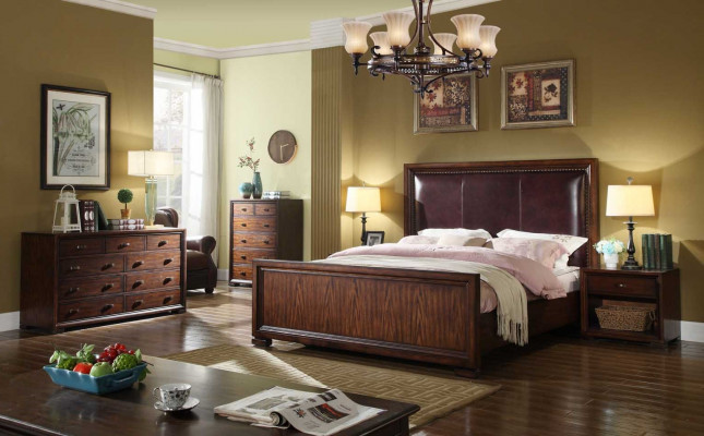 Complete bedroom set 4-piece design modern luxury bed 2x nightstand