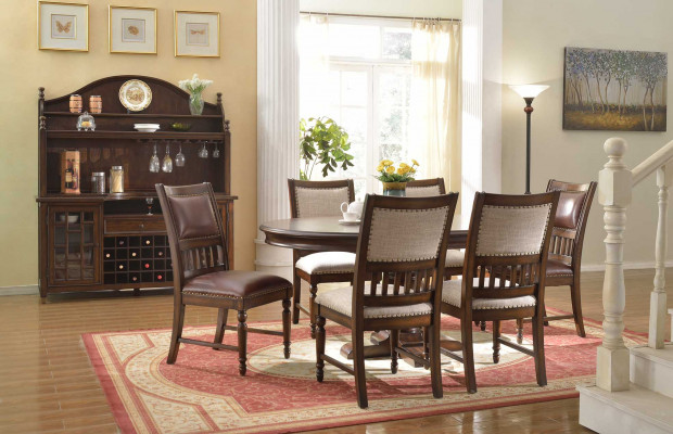 Wooden designer dining set for living room table 6x chair set cushioned 7pc