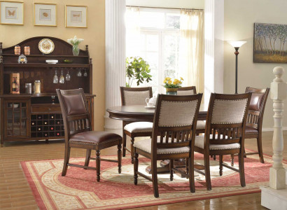Wooden designer dining set for living room table 6x chair set cushioned 7pc