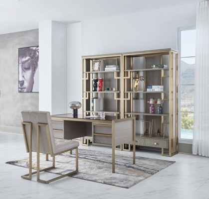 High-quality designer office furniture style set: table, armchair, display cabinet, 4-piece.
