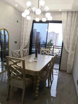 Dining room set, dining group, wood table, tables, 7-piece complete set, 6 chairs, dining table.