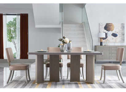Chair 6x Chairs Group Set Living - Dining Room Suite Wood Leather Textile New