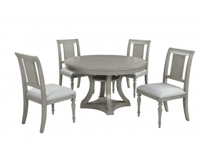 Round dining table armchair set 4x dining group dining table suite luxury wood