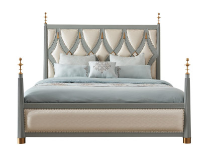 Luxury Furniture Bedroom Hotel Beds Royal Gold Bed Wooden Bed 180x200cm