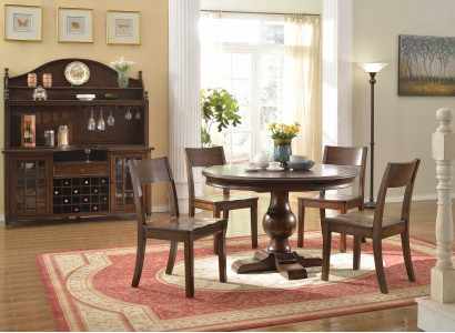 Design round table with 4 chairs dining room seating round tables set wood 5-piece set
