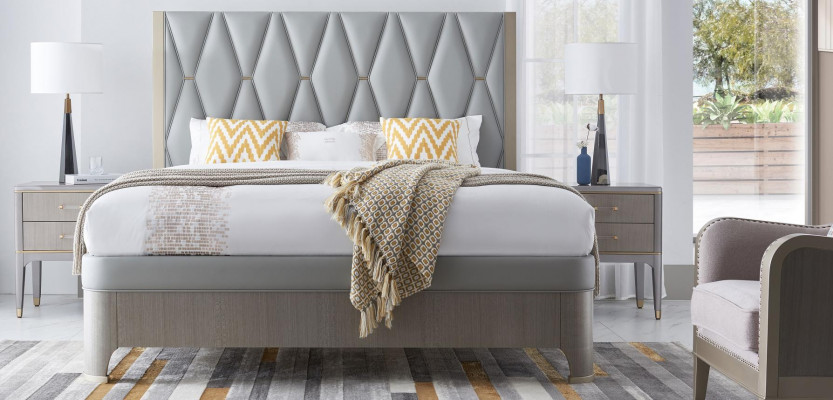 Bed 2x Nightstand 3-piece. Bedroom Set Design Modern Luxury Group