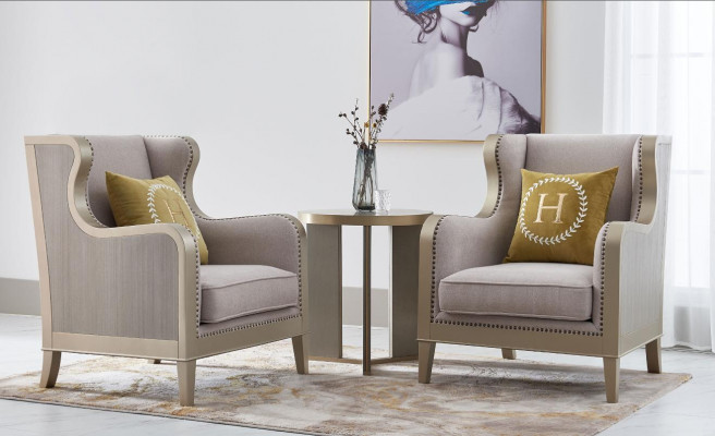 Sofa set 3-piece set 2x armchair side table table sofa set sets