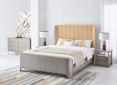 Bedroom set bed nightstand design modern beds group leather 3-piece.