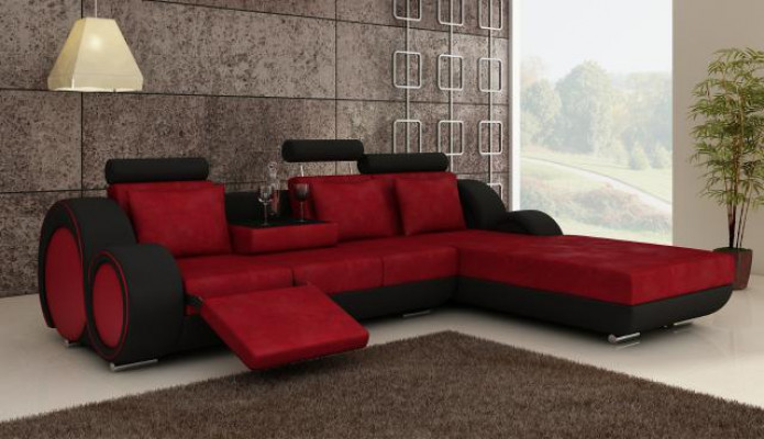 Corner sofa couch upholstered living landscape leather corner sofas suite new Madrid II