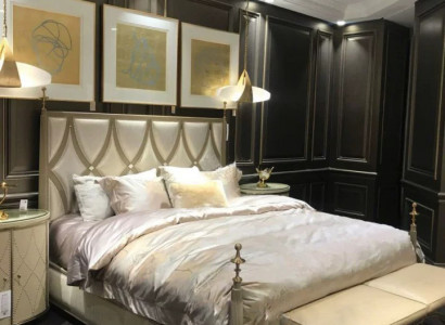 Classic bed Baroque Rococo hotel beds upholstered bed double bed leather