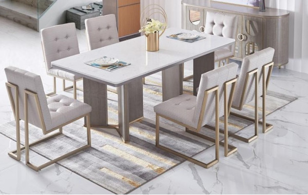 Complete dining room set 6x upholstered chairs sets