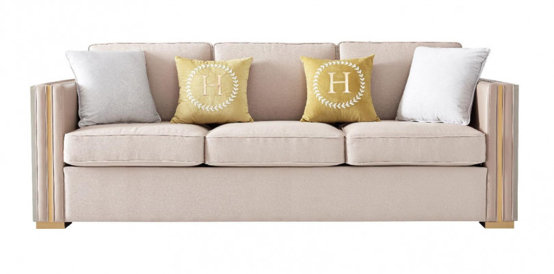 Three-seater design upholstered seating textile sofa 3-seater furniture beige new luxury furniture