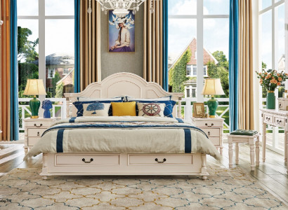 Bedroom set bed nightstand wardrobe chair dressing table design 6-piece set.