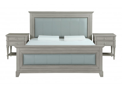 Bedroom bed nightstands 3-piece set design luxury beds wood double bed new