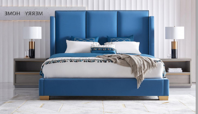 Bed Leather 2x Nightstand 3-piece Bedroom Set Furniture Modern Luxury
