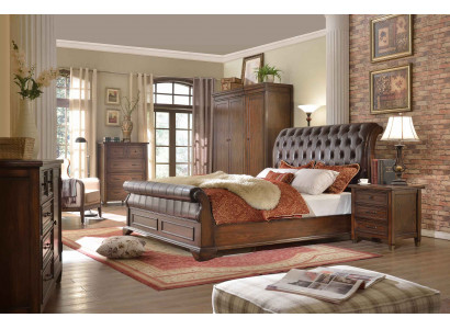 Chesterfield Bett Leather Upholstered Double Beds Designer Bed 180 x 200cm Baroque