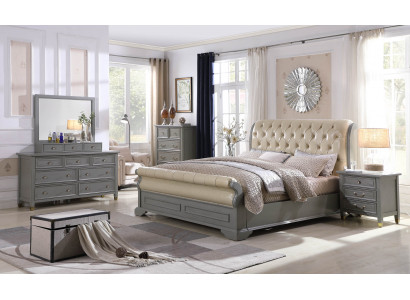 Bed Cushion Design Luxury Wood Double Hotel Beds Bedroom Leather Gray