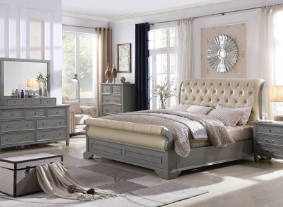 Bed Cushion Design Luxury Wood Double Hotel Beds Bedroom Leather Gray