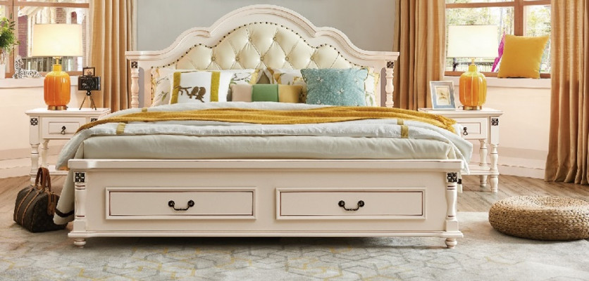 Bedroom set bed nightstand wardrobe hotel beds wood design 4-piece set.