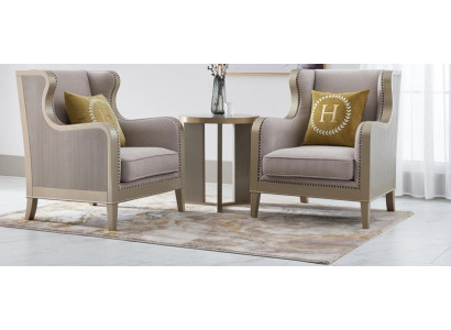 Armchair Set Upholstered Single-Seater 2x Lounge Club Design Chairs Luxury Furniture Hotel
