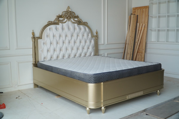 Chesterfield wood double bed design upholstered bed king size bedroom 180x200