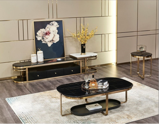 Living room set, sideboard, side table, coffee table, 3-piece table set, complete