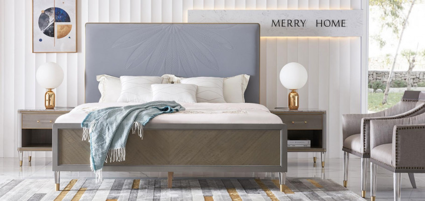 Leather Bed Double Bed Gray 180x200 Beds Upholstered Luxury Double