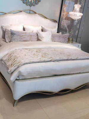 Classic wood bed double bed design upholstered bedroom