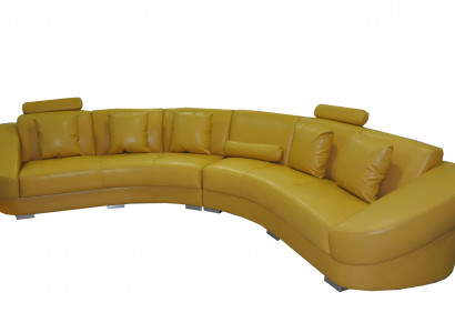Round corner sofa couch upholstery XXL big round sofas living landscape U-shape yellow new