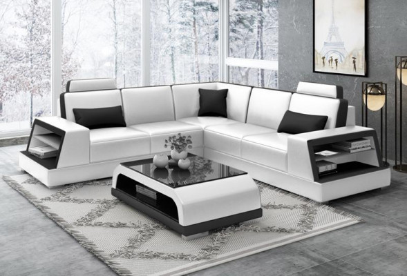 L-shaped sectional sofa G8045B corner sofa upholstered couch seat corner leather set modern.