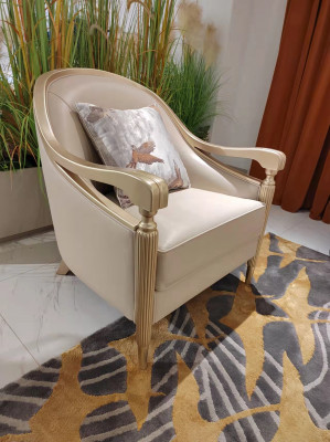 Armchair Italian style furniture decor furniture wood chair single-seater royal
