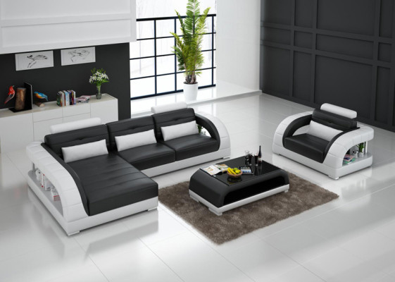 Leather Sofa Couch Living Area Corner Sofa + Armchair New Set Design Sofa with USB