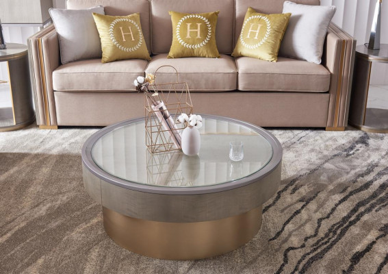 Round design coffee table glass round table side tables round sofa