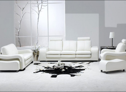 Leather sofa couch living landscape set design modern 3+2+1 seater sofa A1112
