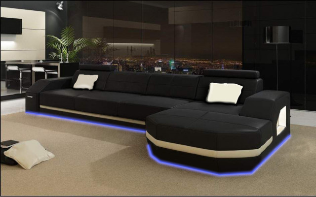 Elegant black corner sofa in L-shape Stylish furniture for your home