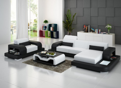 Leather Sofa Living Landscape Corner Sofa L-Shape Armchair Set Suite Modern Sofa G8006E