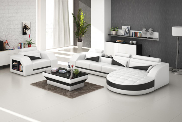 Leather sofa couch living landscape corner sofa + armchair set design sofa G8018E