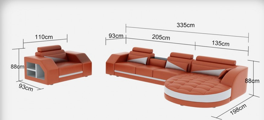 Leather sofa couch living landscape corner sofa + armchair set design sofa G8018E