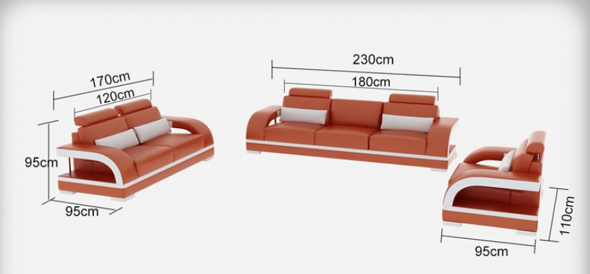 3+2+1 Suite Leather Sofa Couch Couches Sofas Living Landscape Luxury