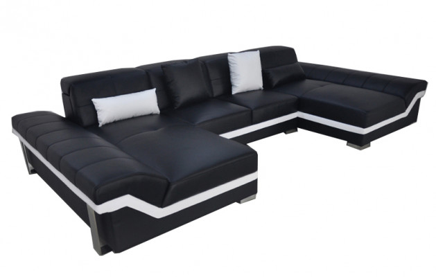 Leather sofa couch living landscape corner set design modern sofa U-shape with USB
