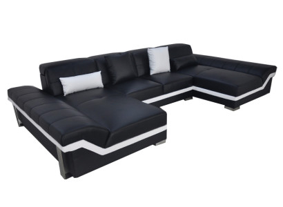 Leather sofa couch living landscape corner set design modern sofa U-shape with USB
