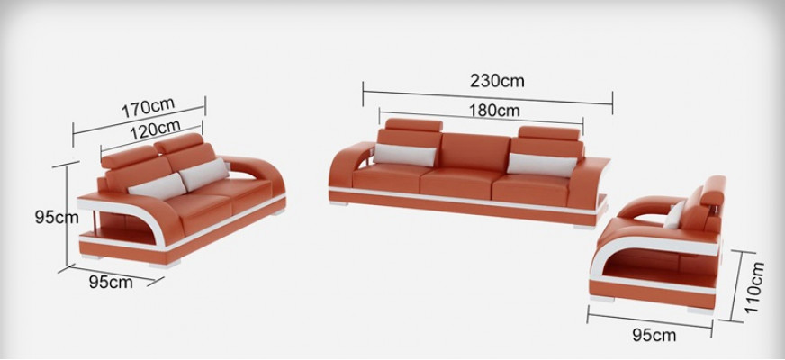 Leather sofa couch living landscape 3+2+1 seater sofa suite decor design new